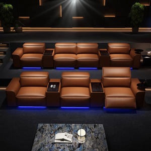 Canapé de <span class=keywords><strong>cinéma</strong></span> électrique JINS Villa <span class=keywords><strong>Home</strong></span>, fauteuil inclinable en cuir véritable commercial avec table basse pour la maison ou le mobilier de théâtre - Product Image 3