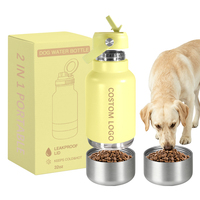Bouteille d'eau pour chien 2 en 1 en acier inoxydable à double paroi isolée, avec logo personnalisé, capacité de 32 oz, pour animaux de compagnie, pour les voyages