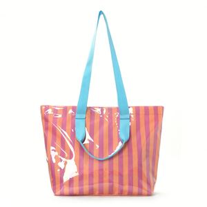 Sac fourre-tout imperméable à rayures audacieuses pour femme, grand sac à bandoulière brillant en PVC, idéal pour l'été, la plage, la piscine, les vacances, les voyages, facile à nettoyer - Product Image 5