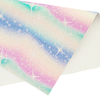 30*136cm Fine Shiny Glitter Gradient Printed Faux Leather Sheets Roll for Hair Bows Garments Handbags Keys Sofas