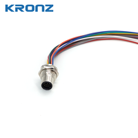 Connecteur d'alimentation industriel KRONZ M12 à 12 broches, montage sur panneau, prise droite, codage A, cuivre, IP67, verrouillage par vis, OEM/ODM