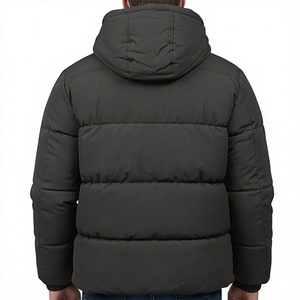 Chaqueta de plumón larga con capucha y cuello alto para hombre, de poliéster grueso, cortavientos, informal, con cremallera frontal y logotipo personalizado. - Product Image 2