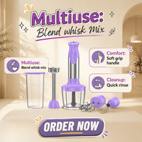 Mixeur plongeant électrique compact GENESIS 800W, 2 vitesses, 0,5L/1,5L, boîtier en acier inoxydable, 2 lames, multifonction, usage domestique