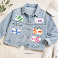 Patchs perlés faits à la main, assortiment de slogans motivants 'Believe', 'Thrive', 'Dream', badges brodés de perles de rocaille pour vestes, en gros