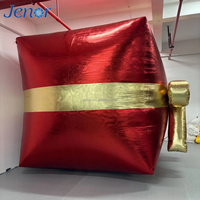 Boîte cadeau gonflable en tissu doré pour Noël, utilisée pour la décoration de scène, les fêtes du Nouvel An et la publicité.