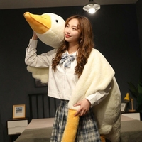 Grande Oie Blanche Brodé(e) en Peluche Super Douce, Jouet Confortable en Coton PP, Animal en Peluche Rembourré, Cadeau d'Anniversaire pour