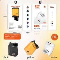 Chargeur rapide 120W de haute qualité avec prise UK, EU, US et adaptateur de chargeur USB-C et USB, adaptateur secteur USB-C 120W avec prise UK pour chargeur