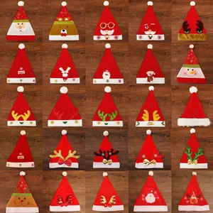 New Year 2024 Plush Christmas Hat Adults Kids Xmas Santa Claus Gift Warm Winter Caps Warm Hats Christmas Decorations For Home