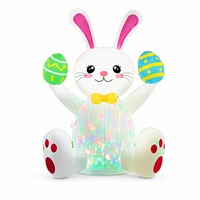 Décorations gonflables de Pâques, lapin coloré en forme d'œuf avec LED, lapin gonflable tenant des œufs pour décorations extérieures