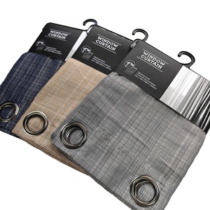 Rideaux prêts à l'emploi avec œillets pour fenêtre à motif de <span class=keywords><strong>grille</strong></span> moderne nordique personnalisé pour salon chambre à coucher maison - Product Image 1