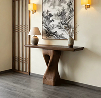 Console d'entrée en bois de pin style Wabi-sabi avec fonction de démontage pour hall d'entrée, design de luxe haut de gamme