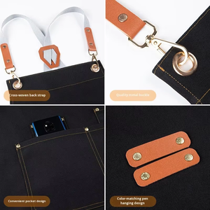 Tablier de <span class=keywords><strong>boulanger</strong></span> de haute qualité avec logo personnalisé, tablier de chef de cuisine, tablier en toile pour barista, tablier brodé réglable pour barbecue et jardin - Product Image 4
