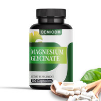 Glycinate de magnésium 100 capsules, supplément de bisglycinate chélaté à absorption élevée pour le soulagement du stress, le sommeil et la récupération musculaire