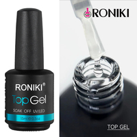 RONIKI Gel de finition brillant haute adhérence, durcissement UV, vernis à ongles anti-décollement, pour manucure en salon, approvisionnement en gros, emballage personnalisé OEM