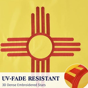 Factory Custom 3x5 FT USA New Mexico State Flag Embroidered and Sewn 210D Heavy Duty Nylon Canvas Header Brass Grommets - Product Image 3