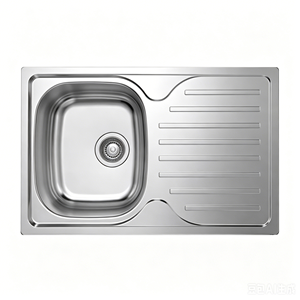 Évier à cuve unique, à bord large et épais, à installation en hauteur, avec drain incurvé intégré - Product Image 1