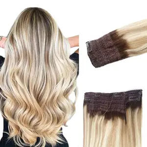 Echt Menselijk Haar Een Haarstukje Voor Een Volledige Hoofd Met Onzichtbare Vis Lijn Highlight Hair Extensions Onzichtbare Draad Hair Extensions