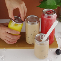Vente en gros de canettes transparentes en PET faciles à ouvrir pour jus de fruits, boissons, sodas, 330 ml, 500 ml, 650 ml, canettes en plastique vides personnalisées avec couvercle