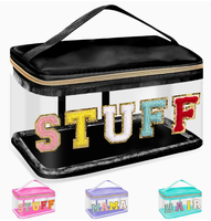 Trousse de Maquillage Pliable en PVC Durable et Imperméable, Portable pour Voyage, Grande Capacité, Design Tendance avec Logo, Transparente et Élégante
