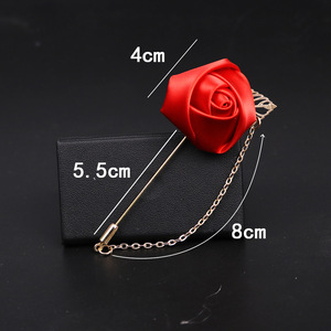Boutonnières Bourgogne Accessoires de Mariage Corsage de Marié Épingles de Revers Fleur de Rose en Ruban Broche Boutonnière Femme Décoration Mariage Bal de Promo - Product Image 6