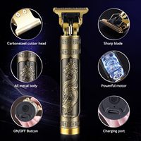 Cortadora de pelo eléctrica recargable a prueba de agua para hombres, herramientas de corte de pelo inalámbricas USB Vintage T9, cortadora de pelo profesional dorada, 5 uds.