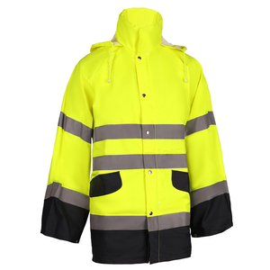 Vente en gros Imperméable <span class=keywords><strong>de</strong></span> sécurité réfléchissant haute visibilité pour adultes Veste <span class=keywords><strong>de</strong></span> <span class=keywords><strong>pluie</strong></span> imperméable en PU Vêtements <span class=keywords><strong>de</strong></span> <span class=keywords><strong>travail</strong></span> coupe-vent pour hommes - Product Image 1