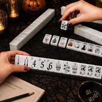 Jeu de Mahjong Américain Personnalisé avec Impression UV, 160 Pièces, Tuiles en Acrylique, Design Citrouille et Fantôme d'Halloween, Jeu de Divertissement Familial