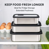 Nouveau design 304 boîte à lunch en acier inoxydable couvercle en verre étanche chauffage de qualité alimentaire boîte scellée au micro-ondes