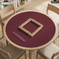 Tapis de jeu de Mahjong rond en PU 50*50cm, accessoires de jeu de Mahjong en cuir de qualité supérieure, dessous de plat, cadeau pour les amateurs de Mahjong
