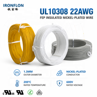 Fil électrique industriel UL10308 22AWG 200C 600V, fil en cuivre nickelé à un seul conducteur de 1,3 mm, fil FEP