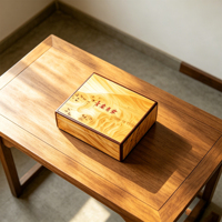 Boîte cadeau en bois plaqué brillant avec doublure en velours, logo personnalisé, charnière métallique pour le stockage de produits de santé, thé aux herbes, emballage cadeau de luxe