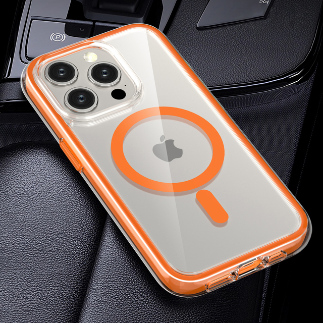 360 Full Surrounding Transparent Clear TPU+Acrylic Wireless Charging Support Magnetic Shockproof Anti-Fall Phone Case for iPhone