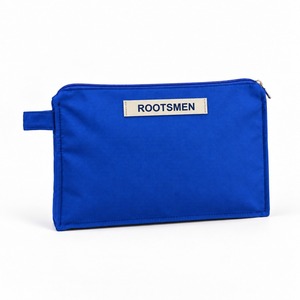 Grande pochette plate à fermeture éclair en nylon bleu cobalt 38x6x26cm, organiseur de voyage pour articles de toilette et cosmétiques, boucle latérale, logo personnalisé, OEM ODM, faible MOQ - Product Image 2