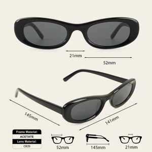 Lunettes <span class=keywords><strong>de</strong></span> soleil TFB Custom, dernières tendances, en acétate MRADA MA-3226, unisexes, style années 90, polarisées, monture intégrale ovale, œil <span class=keywords><strong>de</strong></span> chat, noires, UV400 - Product Image 4