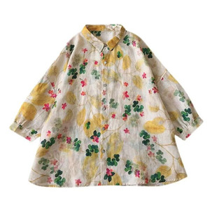 Blusa Elegante con Cuello Polo y Estampado de RNSHANGER, Ropa de Mujer, Camisa Informal de Manga Larga con Botones, Holgada y Combinable para Mujer - Product Image 5