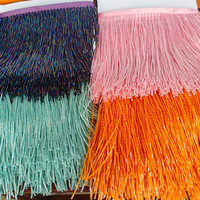 Franges en tube de verre de haute qualité, 15 cm, 5,5 yards par rouleau, pour robe de danse latine, à pampilles de perles de verre, diverses couleurs
