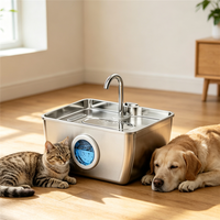 Grande fontaine à eau pour chien en acier inoxydable 12L, fontaine pour chat avec bec verseur et niveau d'eau visible