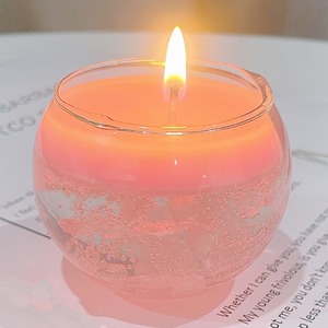 Cera di gel di gelatina all'ingrosso con candela di decorazione di fiori secchi candela profumata di vetro rotonda romantica - Product Image 4