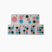 Jeu de Mahjong Américain Rose Pastel et Bleu Pailleté Pagode Dragon 160 Tuiles Acrylique Blanc Ivoire Loisirs et Divertissement en Famille