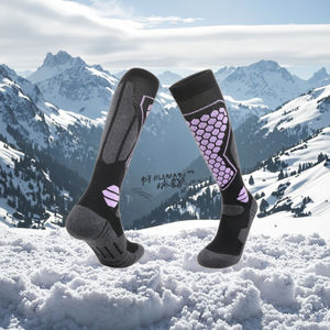 Chaussettes <span class=keywords><strong>de</strong></span> <span class=keywords><strong>ski</strong></span> professionnelles automne-hiver, épaisses, longues, chaudes, <span class=keywords><strong>pour</strong></span> hommes, femmes et jeunes, logo sur le devant - Product Image 1