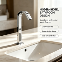 Robinet de lavabo sans contact à capteur, base carrée, 2 tailles, pour usage commercial et hôtelier