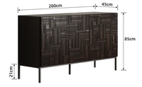 Buffet en bois massif sculpté vintage belge, style Wabi-Sabi du milieu du siècle, meuble de rangement pour entrée d'hôtel et d'hébergement touristique