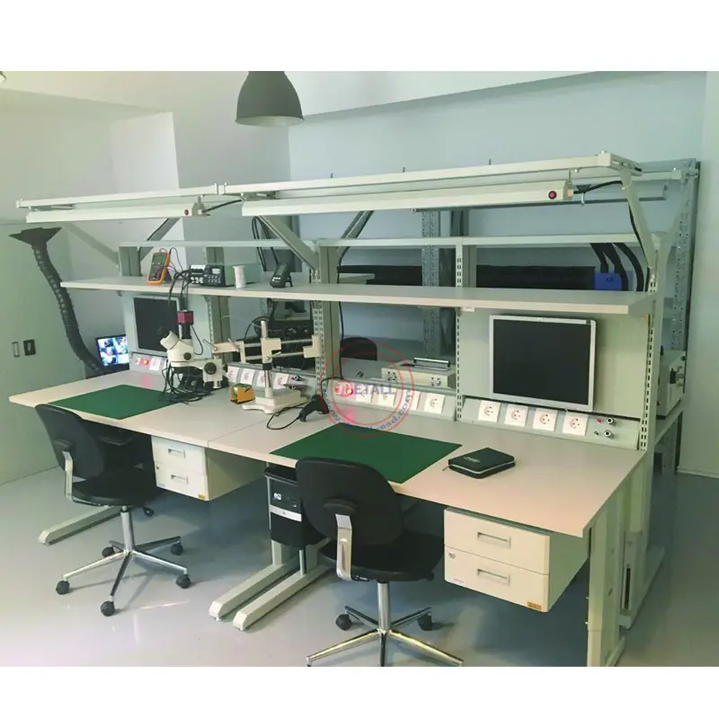 Meja Kerja Elektronik Anti Statis, Meja Kerja Elektronik Dapat Disesuaikan untuk Perbaikan dan Pemeriksaan Elektronik dengan Rak