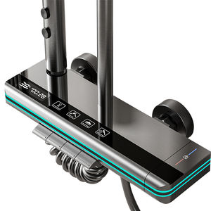 Système de douche thermostatique gris canon à touches de <span class=keywords><strong>piano</strong></span>, ensemble de douche apparent contemporain, robinets mélangeurs pour salle de bain - Product Image 4