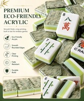Jeu de Mahjong Américain de Luxe en Acrylique, Tuiles Vertes Superposées à Grandes Motives pour Adultes, Cadeau pour Soirée de Jeu, Portable, Personnalisable, Vente en Gros