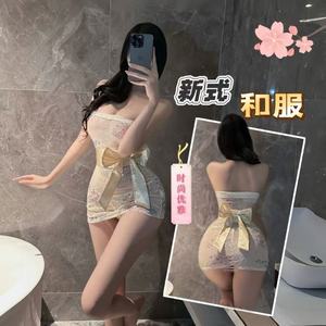 Moon Tide Strapless Embroidered Print See-Through Kimono Set Lingerie Set, Sexy and Alluring Bodycon Uniform - Product Image 1