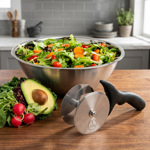 Cortador de Ensaladas Mezzaluna Ultra Rápido, Tazón de Acero Inoxidable de Grado Profesional, Herramientas para Ensaladas con Doble Cuchilla Extra Biselada, Apto para Lavavajillas - Product Image 3