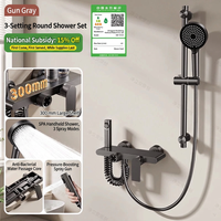 Ensemble de robinetterie de douche thermostatique murale à double contrôle de température, mitigeur de douche de salle de bain à 3 trous et poignée unique