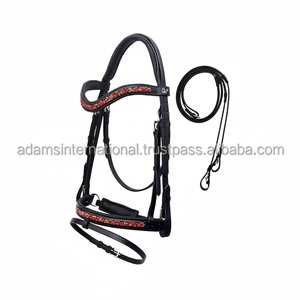 Bandeau en cuir noir sur le dessus du rockfishing, conception classique, pour bride et nez en pierre de cristal - Product Image 1