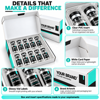 Boîte d'emballage pour flacon en carton blanc pliable avec insert en plastique transparent, impression de logo et étiquettes de flacon assorties